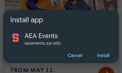Screenshot of Install App message